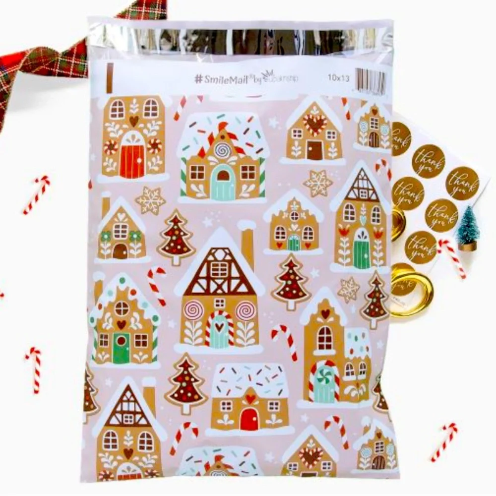 🏠20 Pink Gingerbread Poly Mailers- 10 x 13 inch